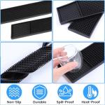 4 Pcs Thick PVC Bar Mats for Bartending, Coffee Bar Mats, Durable Non-Slip Spill Mat for Countertop, Home Kitchen, Coffee Bars, and Restaurants Accessories, Black(18 x 12 Inch, 24 x 3 Inch)