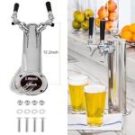Hgkeke Dual Beer Tower Dispenser - Double Tap Kegerator Tower Draft Beer Tower Dispenser Pre-installed 5ft Beer Line Stainless Steel Core Faucet Double Keg Tap Beer Tower for 3" Kegerator Tower