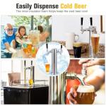 Hgkeke Dual Beer Tower Dispenser - Double Tap Kegerator Tower Draft Beer Tower Dispenser Pre-installed 5ft Beer Line Stainless Steel Core Faucet Double Keg Tap Beer Tower for 3" Kegerator Tower