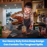 4 Pcs Thick PVC Bar Mats for Bartending, Coffee Bar Mats, Durable Non-Slip Spill Mat for Countertop, Home Kitchen, Coffee Bars, and Restaurants Accessories, Black(18 x 12 Inch, 24 x 3 Inch)