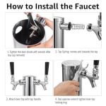 Hgkeke Dual Beer Tower Dispenser - Double Tap Kegerator Tower Draft Beer Tower Dispenser Pre-installed 5ft Beer Line Stainless Steel Core Faucet Double Keg Tap Beer Tower for 3" Kegerator Tower