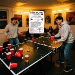 Beer Pong House Rules Vintage Metal Games Tin Signs Funny Classic Beer Pong Decor Poster - Man Cave, Garage, Bar, Office & Pub Club Aluminum Decor Plaque 8x12 Inch