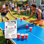Beer Pong House Rules Vintage Metal Games Tin Signs Funny Classic Beer Pong Decor Poster - Man Cave, Garage, Bar, Office & Pub Club Aluminum Decor Plaque 8x12 Inch