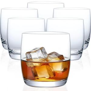 FTYSTALL Whiskey Glasses Set of 6, 12 oz Crystal Rocks Glass, Old Fashioned Bourbon Glass for Cocktail, Scotch and Vodka for Men Women, Clear Lowball Short Drinking Glasses, Anniversary Birthday Gifts