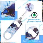 Irenare 6 Pcs Flat Bottle Openers Retractable Bar Keys for Bartenders Stainless Steel Beer Bottle Opener with Belt Clip and Round Badge Reel Bartender Gifts for Women Men(Marble Style)