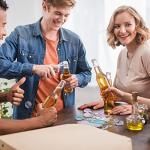 Irenare 6 Pcs Flat Bottle Openers Retractable Bar Keys for Bartenders Stainless Steel Beer Bottle Opener with Belt Clip and Round Badge Reel Bartender Gifts for Women Men(Marble Style)