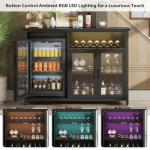 KAI-ROAD Black Wine Bar Cabinet with Mini Fridge