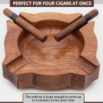 KPAVIR Wooden Round Handmade Ashtray for Cigar with Lid | Large Cigar Ashtray for Office, Home, Car, Outdoor | Cigar Organizer | Cigar Ashtray for Ash | Decorative Cigar Ashtray