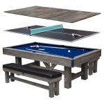 Rustic 7-ft Pool Table Combo Set with Benches