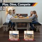 Rustic 7-ft Pool Table Combo Set with Benches