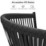 PURPLE LEAF 3 Pieces Outdoor Counter Height Bar Stools Set Patio Aluminium Modern Wicker Bar Chairs and Dining Bistro Bar Table for Balcony Garden Indoor Kitchen Poolside Gray