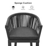 PURPLE LEAF 3 Pieces Outdoor Counter Height Bar Stools Set Patio Aluminium Modern Wicker Bar Chairs and Dining Bistro Bar Table for Balcony Garden Indoor Kitchen Poolside Gray