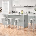 Set of 4 White Industrial Bar Stools