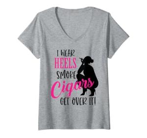 Girls' V-Neck Tee: Heels and Cigars Design