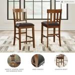 RaleHadd 26" Faux Leather Barstool Set, Brown
