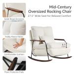 Mid-Century Rocking Chair with Ottoman and Pillow