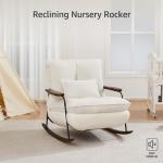 Mid-Century Rocking Chair with Ottoman and Pillow