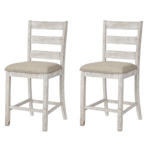 Antique White Upholstered Barstools - Set of 2