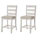 Antique White Upholstered Barstools - Set of 2