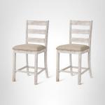 Antique White Upholstered Barstools - Set of 2