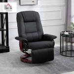 Black Faux Leather Recliner with Swivel and Footrest