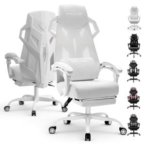 Ergonomic Gaming Chair with Adjustable Footrest