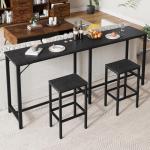 70.9" Bar Table and Chairs Set Black