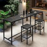 70.9" Bar Table and Chairs Set Black