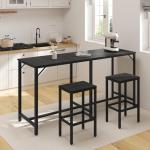 70.9" Bar Table and Chairs Set Black