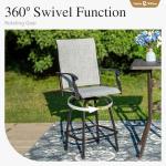 Sophia & William Outdoor Bar Set, Patio Bar Table and Chairs Set Patio Dining Set, Bar Height Patio Set - 6 x Swivel Bar Chairs(Grey), 1 x Rectangular Bar Table(Black)