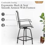 Sophia & William Outdoor Bar Set, Patio Bar Table and Chairs Set Patio Dining Set, Bar Height Patio Set - 6 x Swivel Bar Chairs(Grey), 1 x Rectangular Bar Table(Black)