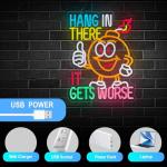 Hang in There It Gets Worse Neon Sign for Wall Décor Dimmable USB Hang in There It Gets Worse Bar Neon Signs Decor Compatible With Timer