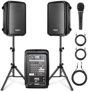 Pyle 300W Bluetooth DJ Speaker Mixer Bundle