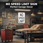 Retro No Speed Limit Tin Sign for Man Cave