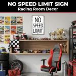 Retro No Speed Limit Tin Sign for Man Cave