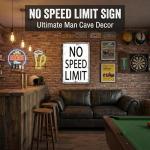 Retro No Speed Limit Tin Sign for Man Cave