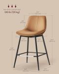 Set of 2 Caramel Bar Stools with Backs