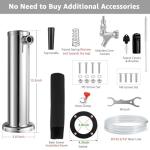 Single Beer Tap Tower, Draft Keg Tap Tower Brass Core Self-Closing Faucet Stainless Kegerator Tower Brewing Tower Kit with Kegerator Lines Parts