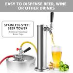 Single Beer Tap Tower, Draft Keg Tap Tower Brass Core Self-Closing Faucet Stainless Kegerator Tower Brewing Tower Kit with Kegerator Lines Parts