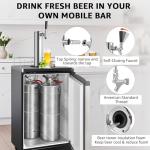 Single Beer Tap Tower, Draft Keg Tap Tower Brass Core Self-Closing Faucet Stainless Kegerator Tower Brewing Tower Kit with Kegerator Lines Parts