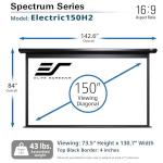 Projector Screen Elite Screens Spectrum, 150-INCH Diag 16:9, Motorized Projection Screen Movie Home Theater 4K/8K Ultra HD Ready, ELECTRIC150H2