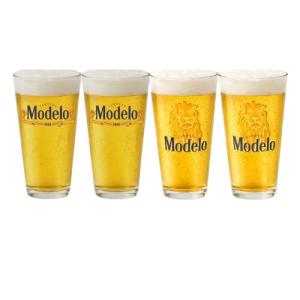LORD'S ROCKS Modelo Beer Glasses 16oz Pint Glass - Set of 4 Authentically Licensed Compatible