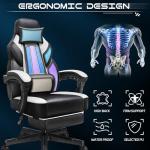 Meilocar Big and Tall Gaming Chair for Adults, 330lbs Heavy Duty Computer Chair with Footrest, Video Game Chair, Massage Lumbar Support, Wide Seat High Back Reclining Desk Chair, White