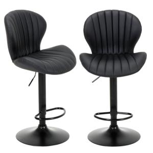 Modern Swivel Bar Stools Set of 2, Black