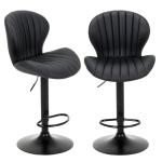 Modern Swivel Bar Stools Set of 2, Black