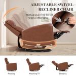 Cozy Cocoa Swivel Rocking Recliner Chair