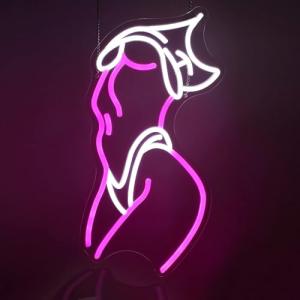 Pink and White Neon Wall Sign for Decor