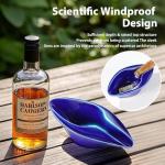 Cigar Ashtray for Men - Windproof Ceramic Ash Tray for Cigars, Outdoor & Indoor Use, Decorative Gift for Smokers, Yacht-Shaped Luxury Design (Blue)