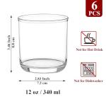 Kyraton Old Fashioned Whiskey Glasses Set of 6, PET Clear Plastic 11.5oz Heavy Duty Unbreakable Water Glasses Cup Tumbler Glassware for Beer, Milk, Scotch, Juice, Liquor Vodka, Bourbon, Cocktail.