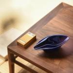 Cigar Ashtray for Men - Windproof Ceramic Ash Tray for Cigars, Outdoor & Indoor Use, Decorative Gift for Smokers, Yacht-Shaped Luxury Design (Blue)